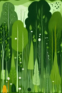 "A whimsical dill forest with talking trees.
