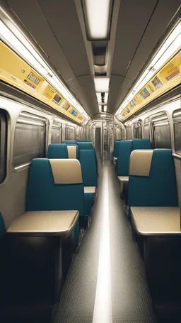 Inside subway, an empty coach
