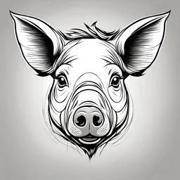 but of a pig vectoraize Head done all with a black line