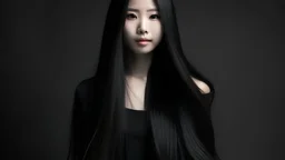 asian female, black long hairs,