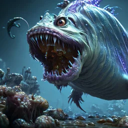 fluid ink angler fish creature, unreal engine 5, 8k resolution, photorealistic, ultra detailed