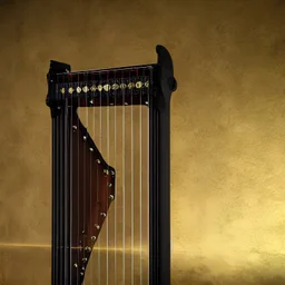 Magic harp instrument,dark fantasy, unreal engine, realistic, fantasy