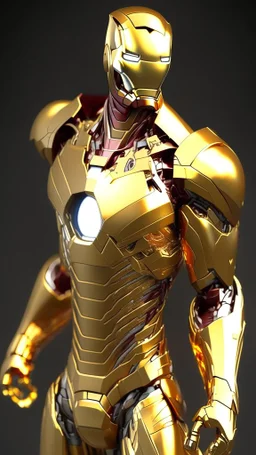 ironman made from gold , gold material, gold color, ultra realistic, 4k, ultra detail, full body