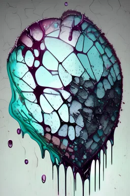 Realistic human shattered glass heart dripping