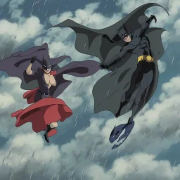 Batman DC Universe, in the rain, eating a hamburguer