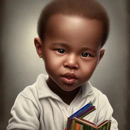 African American baby boy genius with books