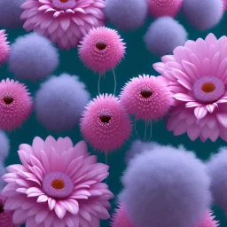  trees and flowers, pink an blue, transparent, beautiful, soft, hight definition, 8k