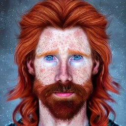 Portrait of young Courtney Gains as a ruggedly handsome, joyful, roguish pirate, charismatic, attractive male, masculine, perfect, precisely detailed clear eyes, unblemished, flawless skin, softly freckled face; meticulously detailed multi-hued ginger carrot-colored cherry fire red hair; fantasy, intricate, elegant, highly detailed, digital painting, concept art, matte, sharp focus, illustration, art by artgerm and greg rutkowski and alphonse mucha