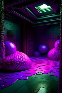 creapy sewer with small purple accents monochromatic