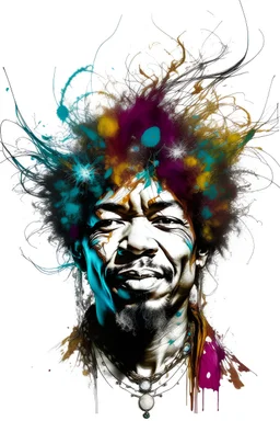 jimi hendrix| centered | symmetrical | key visual | intricate | highly detailed | iconic | precise lineart | vibrant | comprehensive cinematic | Carne Griffiths | Conrad Roset | Ralph Steadman | vector digital engraving | very high resolution | sharp focus | poster | no watermarks