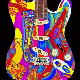 PEACE electric guitar psychedelic hippie trippy acid LSD PEACE GUITAR peacesign ART LIKE '60s Pop Artist Peter Max 69