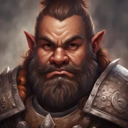 portrait of a young dwarf warrior with brownish skin in warhammer style