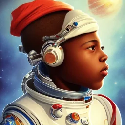 African American boy space explorer thinker