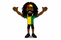 cartoon rasta in tpose white background