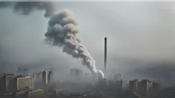 An illustrative image depicting polluted smoke rising into the air, reflecting the impact of air pollution on the environment and human health. The image shows the presence of harmful particles and dust in the air, highlighting the importance of awareness about air pollution and the necessary efforts to combat it.