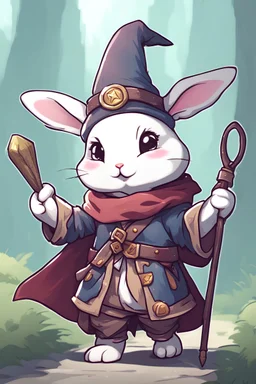 Cute bunny adventurer wizard dnd