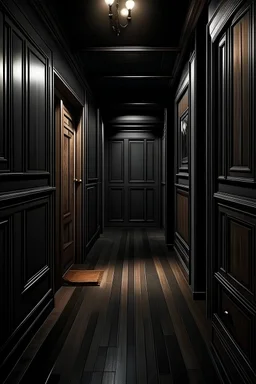 dark house corridor with a cabinet