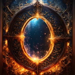 intricate mirror with magic light , smoke and sparkles. Epic. Dramatic, dark, highly detailed, digital painting, masterpiece