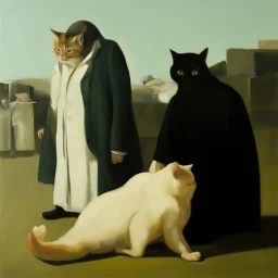 UN conference,a cat and human flesh-like surgical instruments and universe-like a pigeon and neuralink, surrealism,minimalism,Painting By Adrian Ghenie, Rene Magritte, Salvador Dali, Lucian Freud