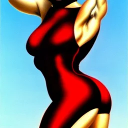 Epic full body picture portrait of busty atletic young beautiful ninja woman boris vallejo styles