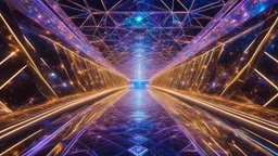 21994, geometric framework, sparkling lights, iridescent, exquisite beauty, formality, fantasy world, luminous 3D complex structure, galaxies, beautiful composition, exquisite detail, 135mm lens