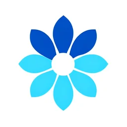 1 simple flower for logo, bule colored, pixel perfect, svg, detailed