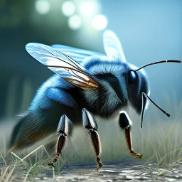 Ultra realistic bee. epic, highly detailed, unreal engine 5, god rays, ray tracing, RTX, lumen lighting, ultra detail, volumetric lighting, 3d, finely drawn, high definition, high resolution.