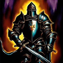 90's TCG art retro fantasy art of a heroic epic knight