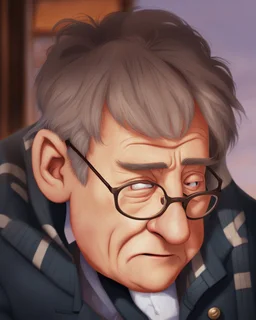 old man wearing glasses, pixar style