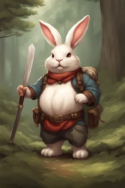 divine killer chubby bunny floppy ears adventurer dnd realism art