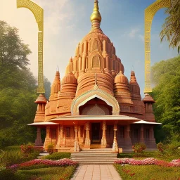 indian temple, perfect composition, hyperrealistic, super detailed, 8k, high quality, intricate details, highly detailed