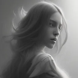 A black and white portrait of a women, long hair, upper body, head and shoulders portrait, 8k resolution concept art portrait by Greg Rutkowski, Artgerm, WLOP, Alphonse Mucha dynamic lighting hyperdetailed intricately detailed Splash art trending on Artstation triadic colors Unreal Engine 5 volumetric lighting