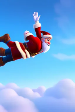 santa flying on jetplane