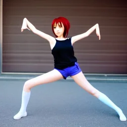 Anime girl doing a split