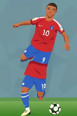 Kylian Mbappe French soccer player cartoon 2d