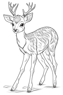 outline art for Fawn (Deer) coloring pages with sitch, white background, Sketch style, full body, only use outline, toddlers style, clean line art, white background, no shadows and clear and well outlined.