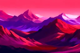 mountain range with red and purple
