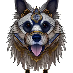 pomerainian dog, front view, full body, coloring book lineart