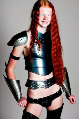 (strikingly beautiful 16 year old charming teen girl:1.2) with (long ginger hair:1.1) and (freckles:1.2) wearing (skimpy leather fantasy armour with halter top and thong:1.3) and (medium cleavage:1.2), tracing, ambient light, highres, (hyperrealistic:1.2), (perfect face:1.1) intricate (high detail:1.1) body, beautiful detailed eyes, plump lips, fantasy theme, Model hash: ddc3021b