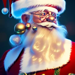  octane render, 8k, high detail, Santa , portrait, metallic