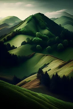 imagen de cerros con bosque reales