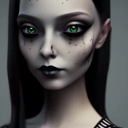 wednesday addams, wednesday addams hair, wednesday addams, make up, wednesday black dress, cinematic, hyper detail, 8k resulation