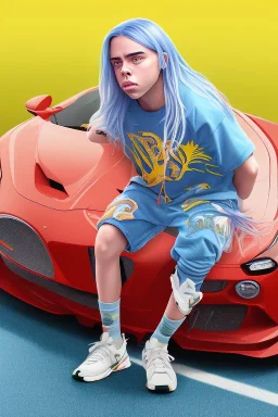 Billie Eilish, legs, photorealistic illustration, 4k