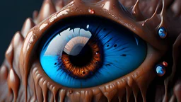 hyperrealism maximum details side view alien life form brown blood slime blue eye