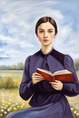 Young Emily Dickinson portrait by Bekir Salim, Fine Art, Art Deco, Abstract Realism, Figurative, high quality, historical