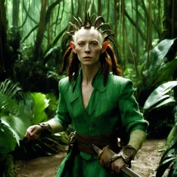 [Pan's Labyrinth (2006)] Tilda Swinton as a guerrilleros in the jungle
