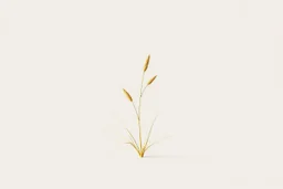 Isolated concept art of low poly stylized alien dry single leaf grass on a plain neutral background. Simple low-poly design with minimal details