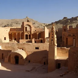 pueblo, greek, and islamic architecture in an dark underground city