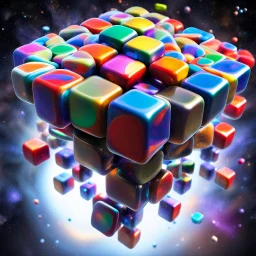 Multiverse in a Rubik Cube, floating in the calaxy