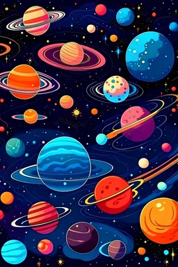 Universe background cartoon space planets Vector